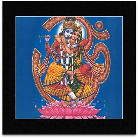 Blissful Company - Krishna and Radha Mini Poster - 40x40cm