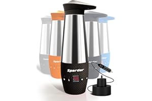 WEEKSUN Car Kettle 12V, Portable Travel Camping Kettle Water Boiler for Car, Stainless Steel Inner, Fast boil, Temperature Control, Auto Shut-Off, Boil-Dry Protection, 348ml