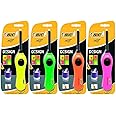 BIC 6cm extension wand Utility Lighter that lasts up to 750 lights, Assorted Colours, Pack of 4