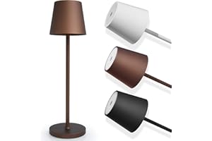 SMART-J Lampada Ricaricabile LED da Tavolo Easy Circle – 3 Temperature di Luce, 6 Ore di Autonomia, Design Moderno, Interruttore Touch, USB Ricaricabile (Caffè)