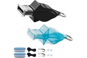 KASESSS 2 Pezzi Fischietto Arbitro, Fischietto, Fischietti per Delfini Non Nucleari, Fischietto Bambini Sportivi in Plastica, Fischietto Arbitro Professionale con Cordino per Gioco Calcio Scuola Sport