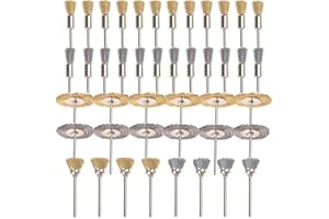 Bestgle 36 Pezzi Spazzole Della Ruota del Filo di Acciaio Kit Spazzola Metallica 3 mm Filo di Ottone Spazzole Cup Ruote Spazzole per Pulizia con Vernice Ridotta e Maggiore Durata