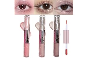 SITOVELY Doppelseitig Matt & Glitzer Flüssiger Lidschatten Set, Lang anhaltender glänzender schimmernder Lidschatten, mischbares funkelndes metallisches Lidschatten Make-up (B)