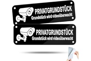 ‎SINMAO SINMAO Privatgrundstück Warnhinweis/Dieses Objekt Wird Videoüberwacht Aufkleber-Achtung Kamera Überwachung-Aluminium Blechschilder Einbrecher（ 2 Stück ）