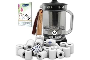 RINKO FRANCE |Pack Carafe d'Eau 1,5 L avec 50 perles de céramique EM 100% BIO Purification Naturelle de l'eau Potable avec Pince en Bambou et E-Book offert