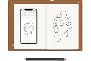 HUION Note Smart Notebook Writing Pad Digital Notepad Bluetooth 5.0 with 8192 Pressure Levels for Note-taking and Sketching Compatible Android/iOS/Windows/macOS/Linux, Brown, 7.35×5.5 inch