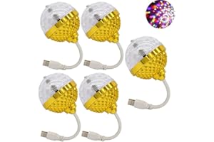 CRGANGZY 5PCS Colorful Rotating Magic Ball Lights, Plug and Play Colorful RGB Lamp Disco Light Bulb RGB Strobe Magic Lamps Small Led for Home Parties Large Stage Decoration