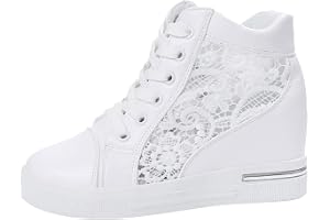 TDEOK ortopediska skor dam sneakers höga skor eleganta vita spets damskor bekväma fritidsskor kilklack skor trekkingskor dam snörskor vandringsskor
