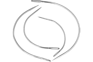 MOZEAT LENS 1 set di aghi per tessitura tipo C da 5,1 cm, 6,3 cm, 7,6 cm, 8,9 cm, resistenti e durevoli, in pelle curva, per lavori di cucito a mano per tappeti, pelle, tela, riparazione e tessitura