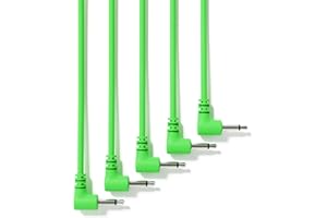 ExcelValley - 5 Pack - Rechtwinkliger Mono Modular Patchkabel - 3,5mm 1/8" Eurorack Synthesizer [Grün - 20 cm - 8"]