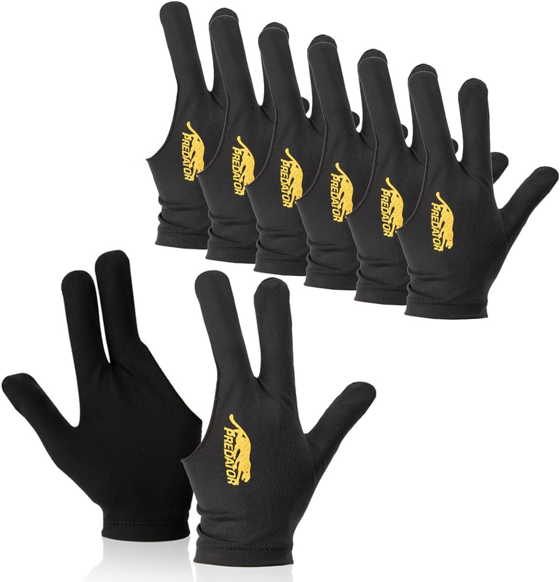 HZAOPZE 8 Unidades Guante de Billar, Guantes de Taco 3 Dedos, Unisex, Negro Malla, elásticos, para Accesorios de Billar