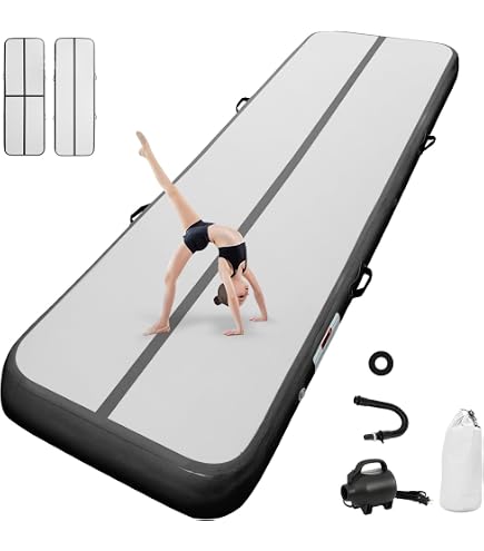 Tapis De Gymnastique Gonflable ROMELANDS – 3m/4m/5m, épaisseur 10 Cm, Avec Pompe électrique, Pour Yoga, Gym, Entraînement à Domicile