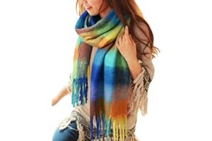Voqeen Women Scarfs Winter Warm Soft Tartan Scarves Long Check Tassel Shawl And Wraps Large Thick Stole Blanket Scarf Gifts for Ladies