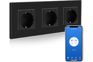 BSEED Presa intelligente WiFi, funziona con Amazon Alexa, Google Home, funzione temporizzazione e controllo app, presa Schuko a 3 prese, colore nero, presa intelligente da parete su rete da soli 2,4
