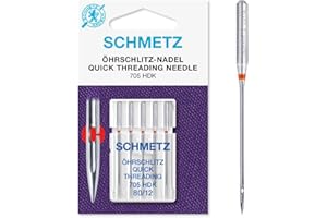 Schmetz Agujas para máquina de Coser doméstica | 5 Agujas de enhebrado rápido | 705 HDK | Tamaño de Aguja 80/12 | Se Puede Utilizar en la mayoría de máquinas de Coser domésticas convencionales