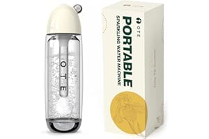 OTE Machine Eau Gazeuse Portable, Double Couche PET Portable Soda Streaming Machine Safe 450 ml Personal PET Seltzer Stream Carbonator Pas d'électricité Sans BPA (Beige)(No Co2 Cartridges)