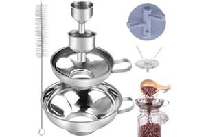 PEALOVCOM 7 Pcs Entonnoir à Confiture En Inox Entonnoir Bocaux Inox Entonnoir Inox Cuisine Entonnoir Inox Avec Filtre Entonnoir Inox Large Entonnoir Filtre Cuisine Pour Confiture Soja Farine