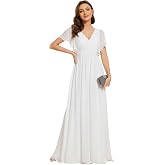 Robe Cocktail Femme Ever-Pretty - Col Rond Manches Courtes Mousseline, Soirée Mariage Gala EG01926-C