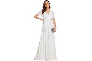 Ever-Pretty Women's V-Neck Ruffle Sleeves Ruched Bust Chiffon Floor Length Bridesmaid Dresses 0164A