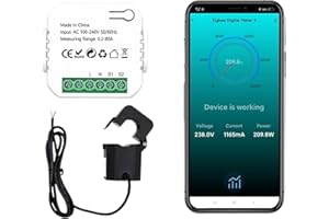 RANRAO for ZIGBEE Smart Home Energy Monitor, Real Time Electricity Monitor/Meter, Solar/Net Metering, Work with Tuya/for Smart Life APP(Monitor with 1 80A Sensors)