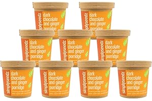 Simplyseedz Jumbo Oats Porridge Pot Dark Chocolate & Ginger. Plant Based, Fiber Rich Breakfast with Pumpkin and Sunflower Seeds. Convenient On-the-Go Solution 9 Pack of 60g Pots