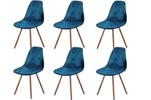 Highdi Fundas para Sillas de Comedor Elásticas,6 Piezas Fundas Sillas Ajustables Terciopelo Funda de Silla Nordica Cocina Azul Fundas para Silla Protectoras de Sillas Escandinavas