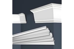 MARBET DESIGN Molduras de techo Marbet de espuma de poliestireno XPS - Molduras de estuco de alta calidad, ligeras y robustas con un diseño moderno - (Paquete económico de 60 metros E-37-75x115mm)