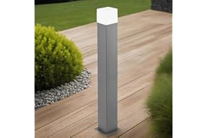 CGC Lighting Dark Grey Anthracite Square Cube Post Bollard Outdoor Outside Light Pathway Driveway Garden Entrance Monochrome Modern (Large Post Light)