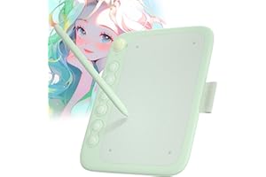 ugee Q6 tablet graficzny 16 × 10 cm, przenośny tablet do rysowania z wbudowanym kablem typu C do cyfrowego rysowania, lekcji online, zielony