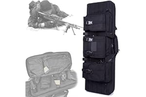 kubeier Gewehrtasche 2 langwaffen, Lange Jagdtasche, 37/42/47/55 Zoll Waffentasche Gun Bag Futteral Gewehrtasche mit Doppelfach & 3 Große Zubehör Beutel für Jagd Schießstand Sport,Black-55in/140cm