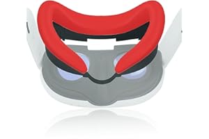 NUHFUFA VR-Headset, Silikon-Gesichtsschnittstelle, kompatibel mit Quest 3, V-förmiges Gesichtsabdeckungspad, rutschfest, weich und bequem, AR-Zubehör, Rot