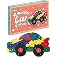 Playwrite Wooden Jigsaw Car Puzzle for Toddlers Kids 3 4 year old - 26 Piece Alphabet Puzzle Early Learning Educational Wooden Toys Gifts for Children
