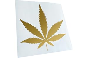 Kiwistar - Car Sticker - Marijuana Leaf Cannabis Weed Rasta 10 x 10 cm - gold - Decals for Tuning, Vehicle, Truck, Bicyle, SUV, Laptop