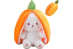saznioeu Rabbit Muppet Toys, 2023 New Strawberry/Carrot Bunny Plush, Reversible Carrot Strawberry Plush Cute Bunny Plushie, Easter and Children's Day Gifts (18cm/7.1in, Carrot)