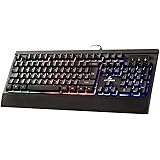 LYCANDER Gaming Keyboard UK, Wired USB Keyboard - 19 anti-ghosting keys, 1.8m cable, rainbow backlight