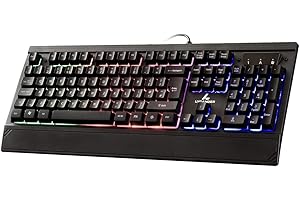 LYCANDER Gaming Keyboard UK, Wired USB Keyboard - 19 anti-ghosting keys, 1.8m cable, rainbow backlight
