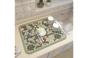 SAKDFHLJLP Raidley Quick Dry Dish Mat, Retro Quick-Drying Water-Draining Mat, Heat Resistant Drying Mat for Kitchen Bar Countertops Coffee Dish Draining Mat (#4,40 * 60cm)