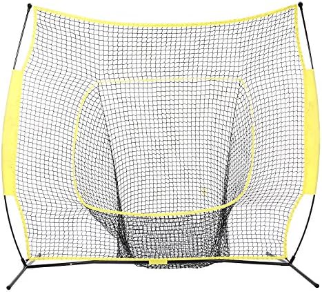 Minilism 7x7 ft Baseball &amp; Softball Practice Hitting Net with Bow Frame