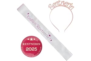 JENICH 3Pcs Rentner Geschenk Frau Rentnerin Schärpe Haarreif und Button Renteneintritt Ruhestand Geschenk Frau Rente Ruhestand Deko 2025 Ruhestandsgeschenk zum Ruhestand für Frauen Abschiedsgeschenk Kollegin