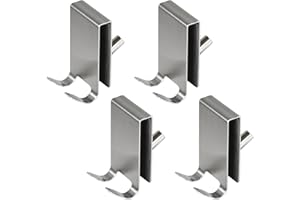 YoHyien 4 Sztuki Haczyków na Drzwi Prysznicowe Ze Szkła, Haczyki na Ręczniki z Podkładką EVA, Haczyki Ze Stali Nierdzewnej na Drzwi Prysznicowe do Łazienki, do szkła bezramowego 5-10 mm (Srebrny)