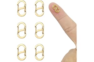 NICEIN Pack of 6 Double-Opening Chain Clasps, S-Lock Bracelet Clasps, Clasps for Bracelets Made of Stainless Steel, Mini Lobster Clasp, Short Bracelet Clasp (Gold-16 mm)