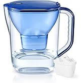Watus Water Filter Jug Blue, 3.8 Litres | Includes 1 Watus Cartridge, Reduces Lime, Chlorine, Lead and Copper, Drinking Water