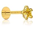 GEHLOT ; OneStep Towards Online Star Shape Black Diamond 14K Pure Yellow Gold Nose Pins Studs Diamond Nose Pins For Women And Girl