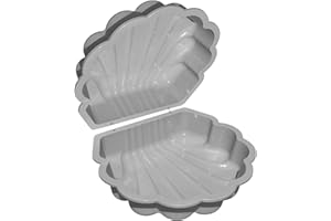 TIKTAKTOO Water Shell Sand Shell Sandpit 2-Piece Plastic Shell with Lid (Grey with Starfish)