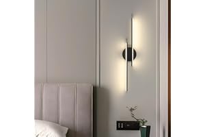 Mckalen Wandlampe LED Schwarz 24W 2700LM, Wandleuchte LED Innen Modern 60CM, Wandbeleuchtung Flur Natürliches 4500K für Schlafzimmer Korridor Wohnzimmer Treppe