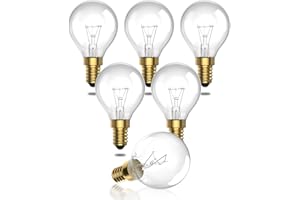 TobeBright E14 Golf Ball Bulb Dimmable, 42W Small Edison Screw (SES) G45 Mini Globe Light Bulb Warm White 2700K E14 Clear Glass Filament Bulb AC 220-240V for Chandelier, Pendant Lamp, 6-Pack