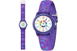 Timever Orologio per Bambino,Orologio Analogico al Quarzo per Ragazzi e Ragazze con Cinturini in Tessuto Elastico e Farfalle/Dinosauri/Fiori,Regalo per Bambini dai 3 ai 12 Anni