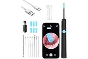 Yuio Ear Wax Removal Camera, Ear Cleaner with 6 Ears Scoops and 6 LED Light, Earwax Cleaning kit 1080P HD Otoscope, Wireless WiFi Visual Otoscope Ear Pick Tool for iPhone iPad Android Phones