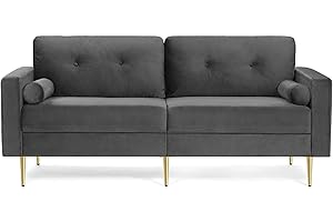 ‎VASAGLE Vasagle 3-Seater Sofa, Living Room Couch, Velvet Cover, for Flats and Small Rooms, Wooden Frame and Metal Legs, Easy Assembly, Modern Design