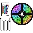 Valletock Colour Changing LED Strip Lights, USB LED Lights with Remote Control, Flexible Lights Strip for Home Decoration (2 Meter)